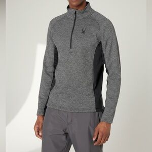 Spyder Quarter-Zip Pullover Sweater L | Waffle Knit Fleece-Lined Techwear Core